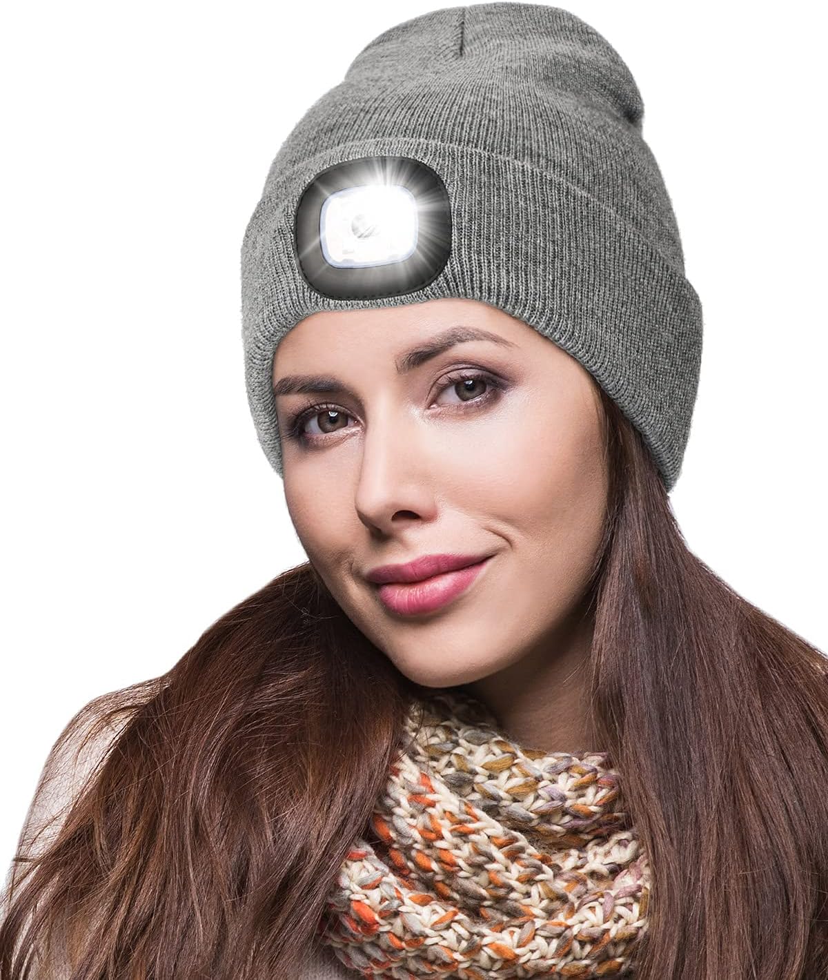 USB Rechargeable Unisex LED Beanie with Integrated Hands-Free Headlamp