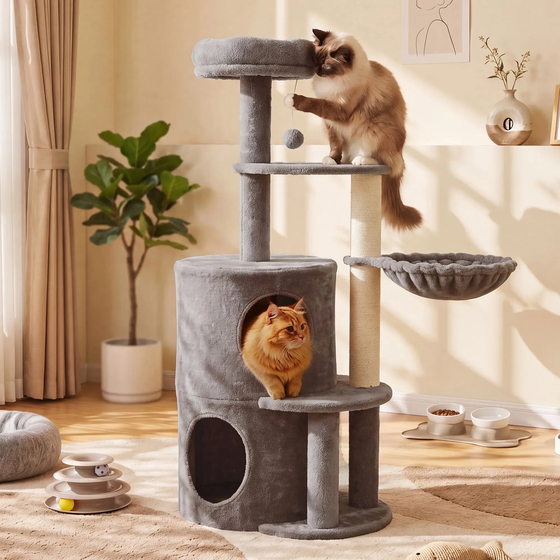 NAVINE 70.9 Inches Multi-Level Big Cat Tree, Multi-Level Cat Tower for Indoor Cats, Cat Trees