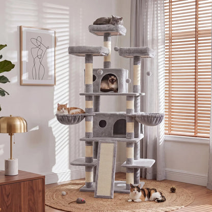 NAVINE 70.9 Inches Multi-Level Big Cat Tree, Multi-Level Cat Tower for Indoor Cats, Cat Trees
