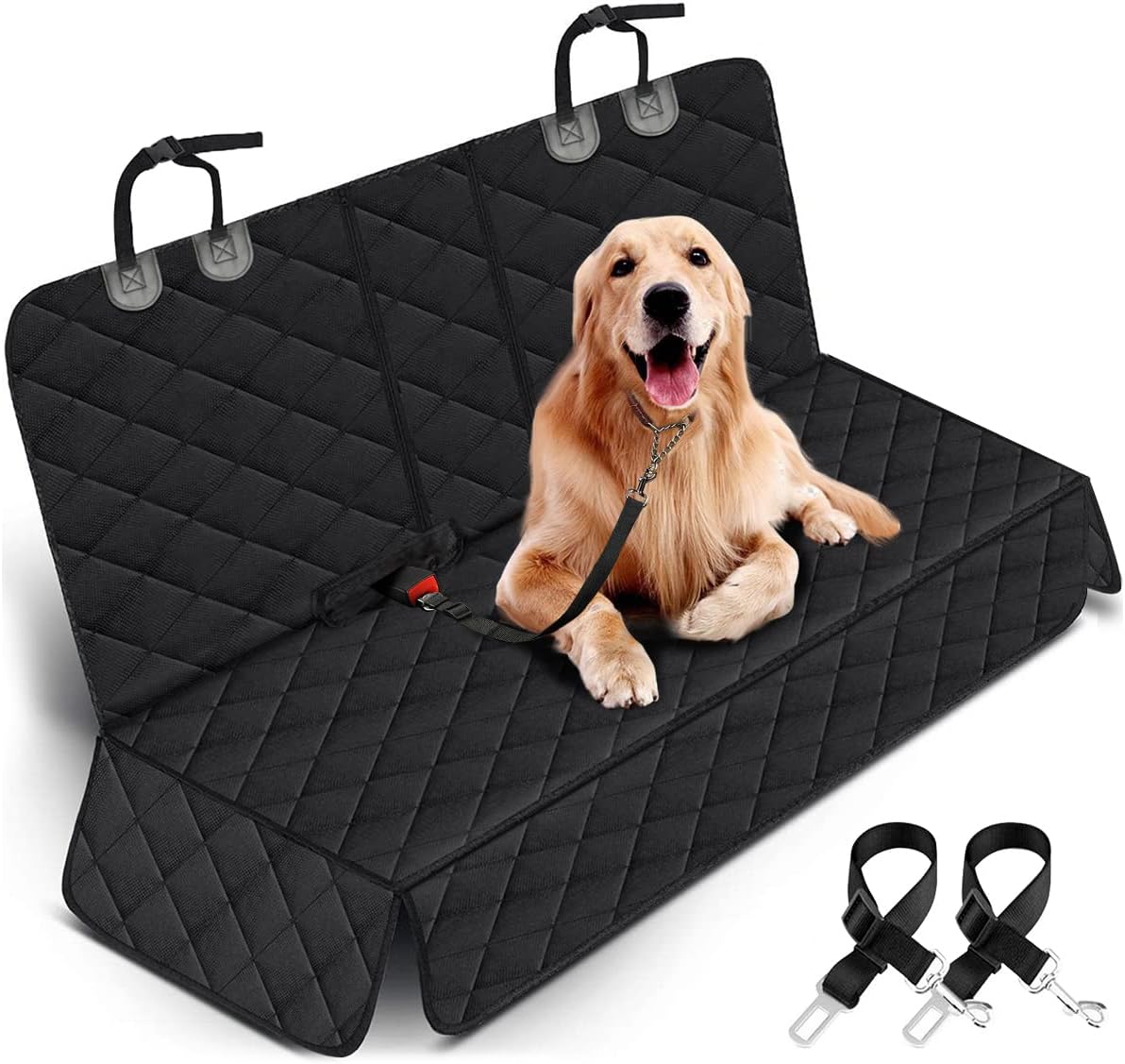 Dog Car Seat Cover - Waterproof and Durable Back Seat Protector for Pets (53" Width) - Black