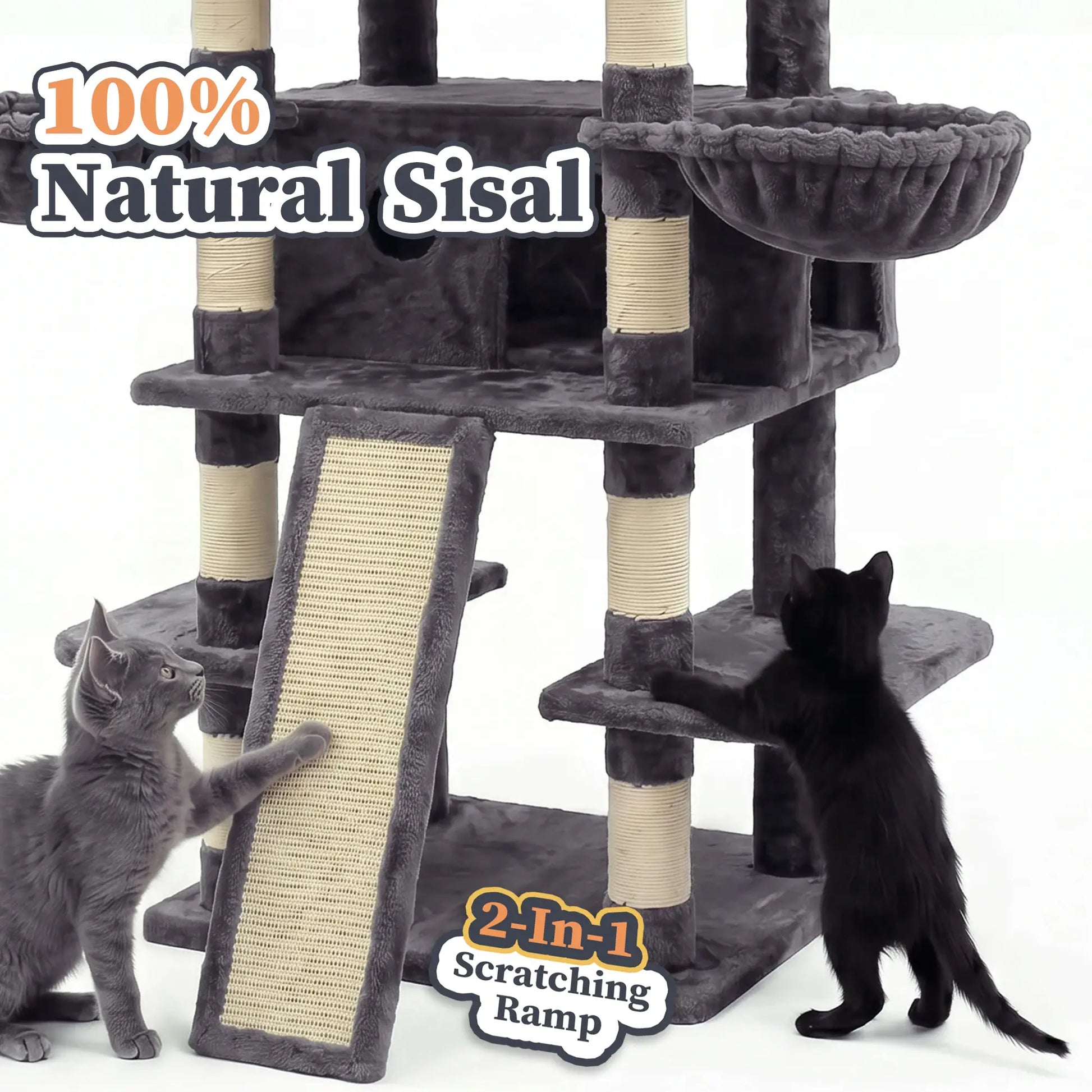NAVINE 70.9 Inches Multi-Level Big Cat Tree, Multi-Level Cat Tower for Indoor Cats, Cat Trees