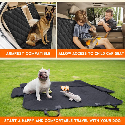 Dog Car Seat Cover - Waterproof and Durable Back Seat Protector for Pets (53" Width) - Black