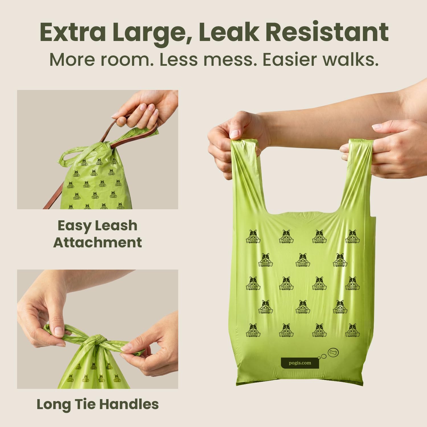 Pogi's Premium Dog Waste Bags with Handles – Extra-Thick, Leak-Proof, Large Size, Fresh Scent, 300-Count