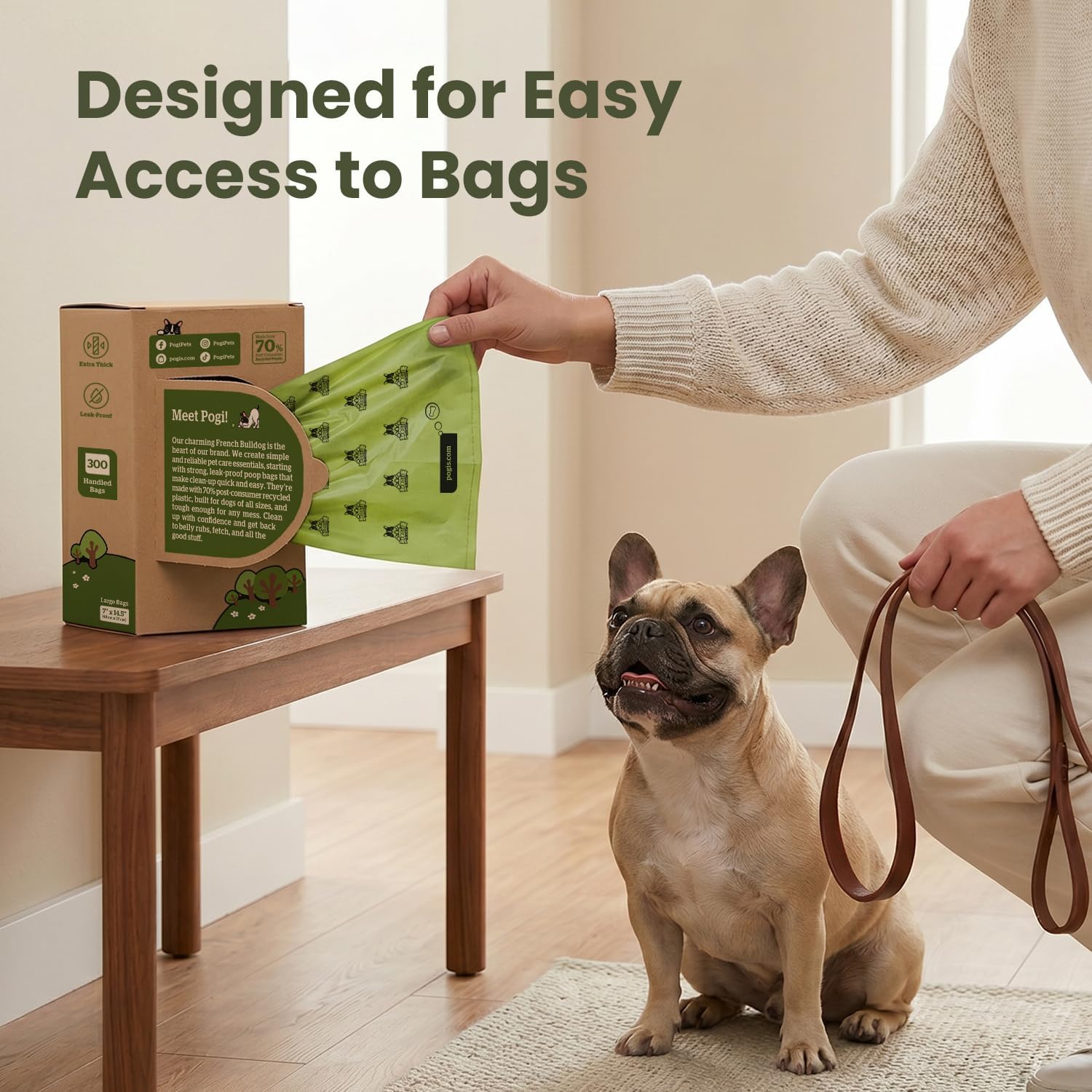 Pogi's Premium Dog Waste Bags with Handles – Extra-Thick, Leak-Proof, Large Size, Fresh Scent, 300-Count