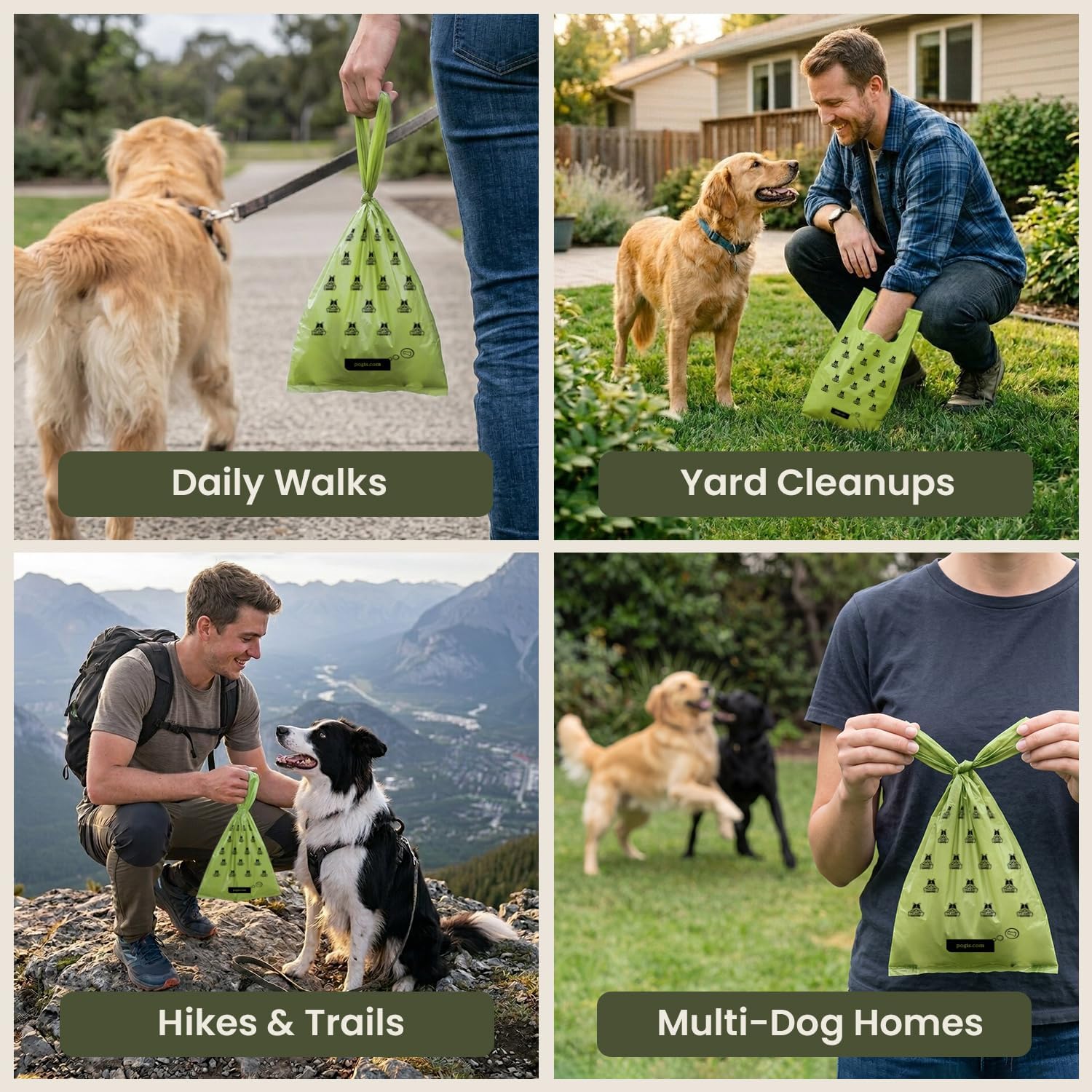Pogi's Premium Dog Waste Bags with Handles – Extra-Thick, Leak-Proof, Large Size, Fresh Scent, 300-Count