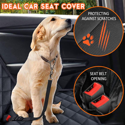 Dog Car Seat Cover - Waterproof and Durable Back Seat Protector for Pets (53" Width) - Black
