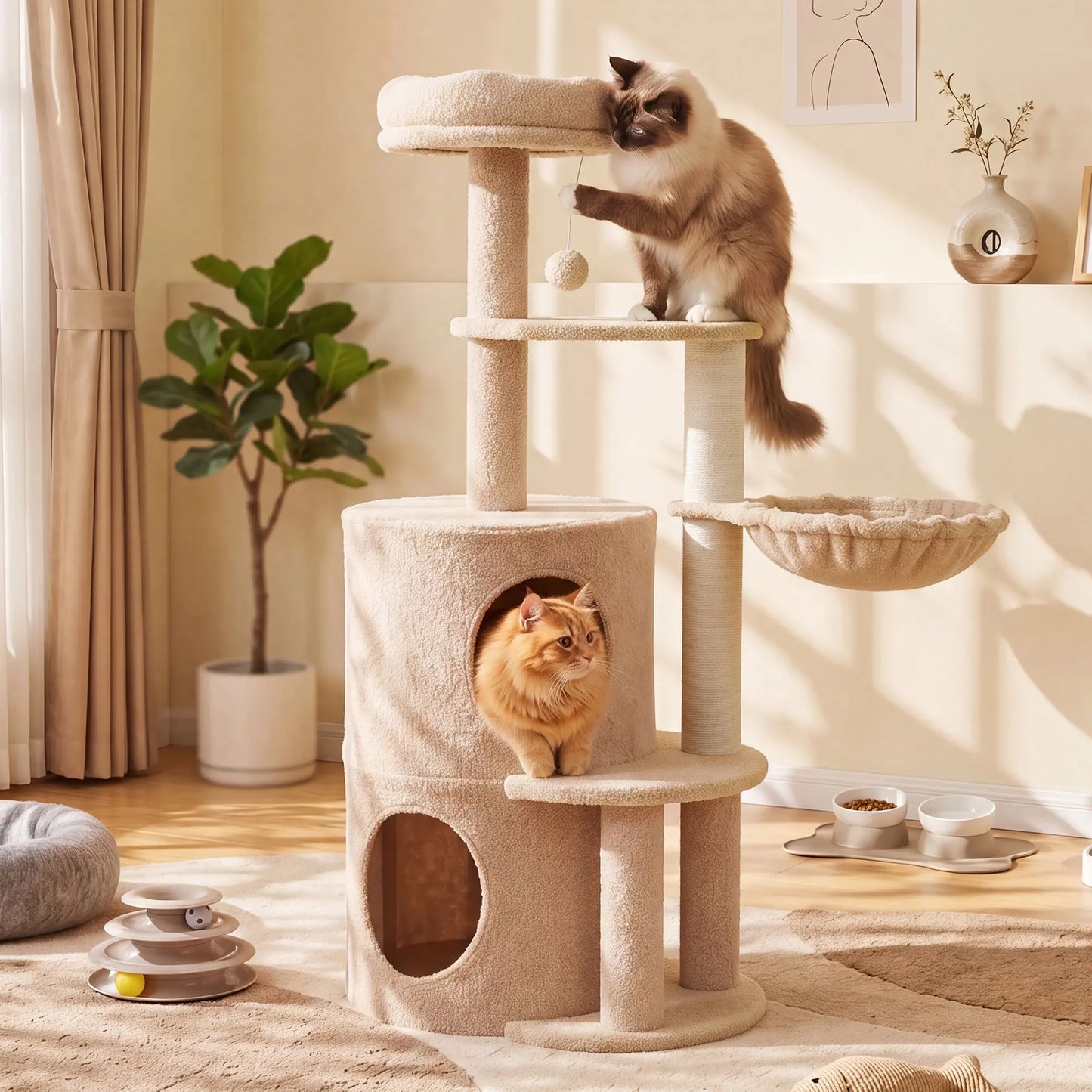 NAVINE 70.9 Inches Multi-Level Big Cat Tree, Multi-Level Cat Tower for Indoor Cats, Cat Trees