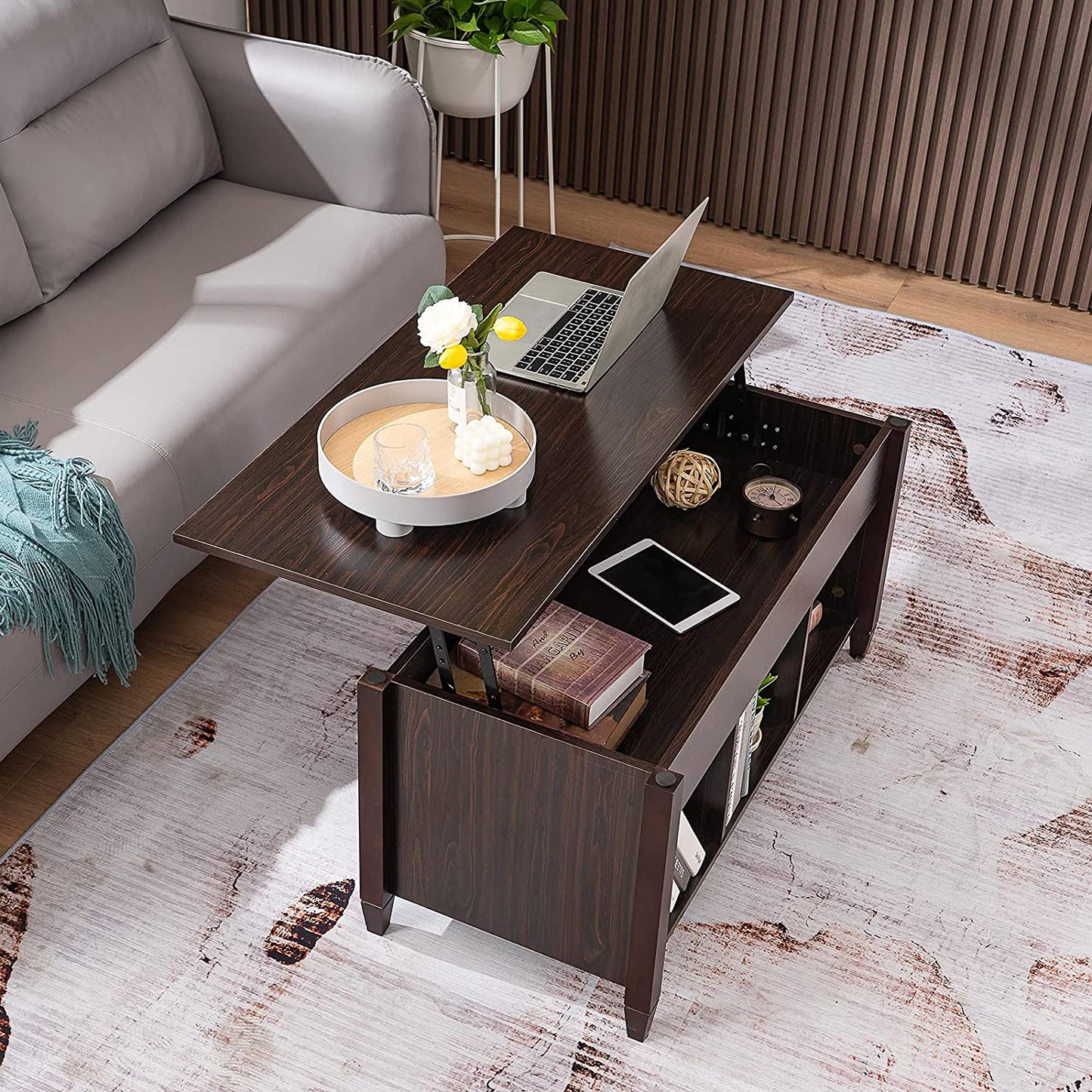 Lift-Top Coffee Table with Convertible Dining Function