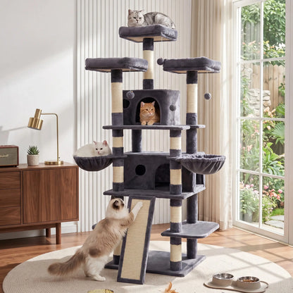 NAVINE 70.9 Inches Multi-Level Big Cat Tree, Multi-Level Cat Tower for Indoor Cats, Cat Trees